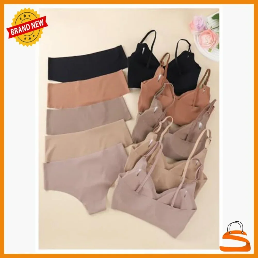 10 Piece Seamless Wireless Bra and Panty Set, DD Cup, Adjustable Straps